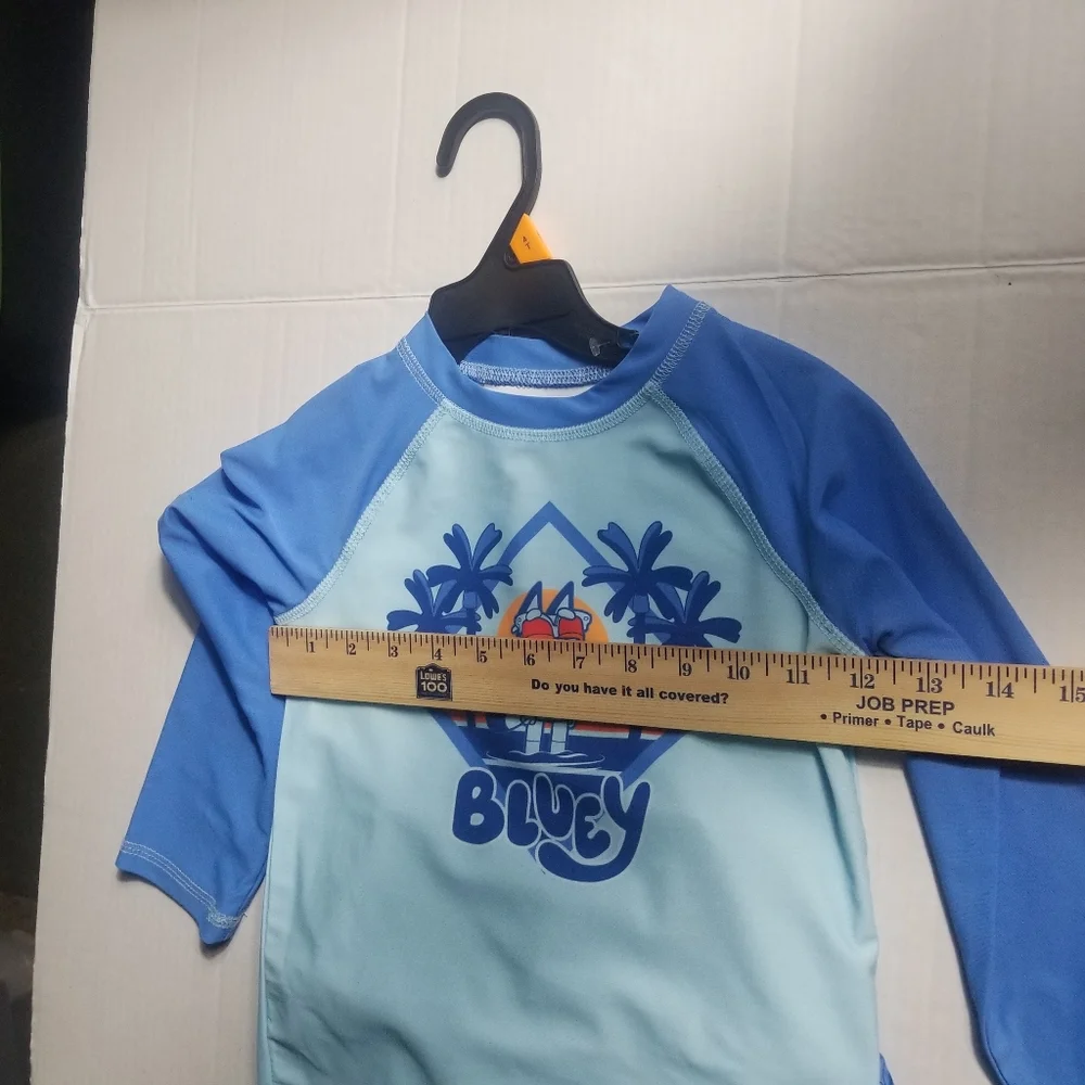 NWT BLUEY KIDS SWIM LONG SLEEVE SHIRT AND SHORT SET 50+ UPF SIZE 4T